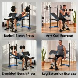 STILVORA Weight Bench with Adjustable Barbell Rack Black - thumbnail 9