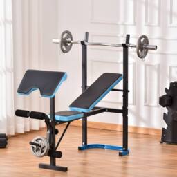 STILVORA Weight Bench with Adjustable Barbell Rack Black - thumbnail 2