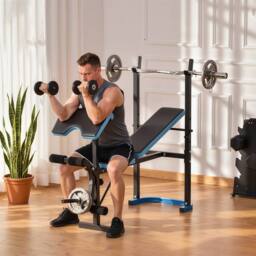STILVORA Weight Bench with Adjustable Barbell Rack Black - thumbnail 3