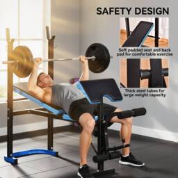 STILVORA Weight Bench with Adjustable Barbell Rack Black - thumbnail 8