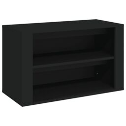 Berkfield Home Shoe Rack Black 75x35x45 cm Engineered Wood - Size: 75 x 35 x 45 cm - thumbnail 2