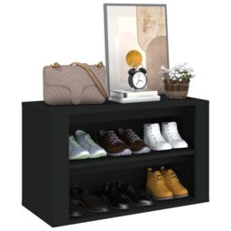 Berkfield Home Shoe Rack Black 75x35x45 cm Engineered Wood - Size: 75 x 35 x 45 cm - thumbnail 4