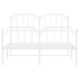 Berkfield Home Metal Bed Frame with Headboard & Footboard White 135x190 cm Double - thumbnail 5