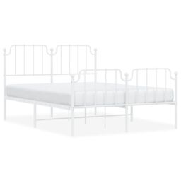 Berkfield Home Metal Bed Frame with Headboard & Footboard White 135x190 cm Double - thumbnail 2
