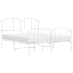 Berkfield Home Metal Bed Frame with Headboard & Footboard White 135x190 cm Double - thumbnail 3
