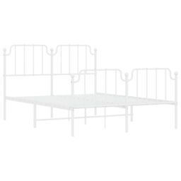 Berkfield Home Metal Bed Frame with Headboard & Footboard White 135x190 cm Double - thumbnail 4