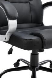 Living and Home Swivel Gaming Office Chair with Casters in Black - thumbnail 4