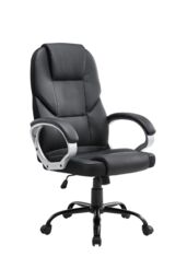 Living and Home Swivel Gaming Office Chair with Casters in Black - thumbnail 1