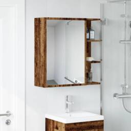 Berkfield Home Bathroom Mirror Cabinet Old Wood 62.5x20.5x64 cm Engineered Wood in Brown - thumbnail 3