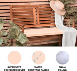Marco Paul Pack of 2 Cream Garden Bench Cushion Waterproof - thumbnail 4