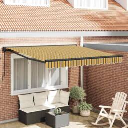 Berkfield Home Retractable Awning Manual Yellow & grey 300x250 cm - thumbnail 2