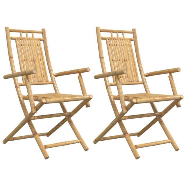 Berkfield Home Folding Garden Chairs 2 pcs 53x66x99 cm Bamboo in Brown - Size: 53 x 66 x 99 cm - image 1