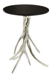 Orsina Antler Base Round Table, Monochrome Side Table with Black Marble Top, Decorative Round End Table - thumbnail 2