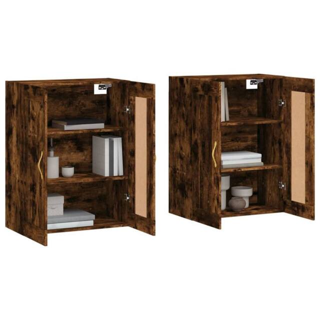 Berkfield Home Wall Mounted Cabinets 2 pcs Smoked Oak Engineered Wood in Brown - image 1
