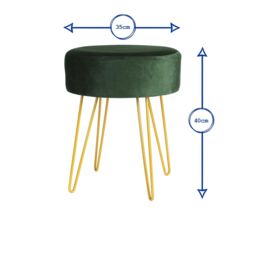 Harbour Housewares Round Velvet Footstool - H40 x D35cm - Silver Legs in Cream - thumbnail 4