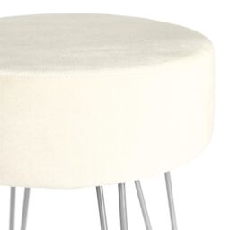 Harbour Housewares Round Velvet Footstool - H40 x D35cm - Silver Legs in Cream - thumbnail 5