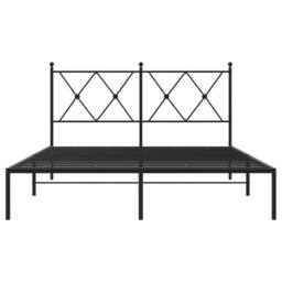 Berkfield Home Metal Bed Frame without Mattress with Headboard Black 140x190cm - Size: 140x190 cm - thumbnail 4