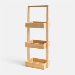 OHS 3 Tier Bamboo Shower Caddy Freestanding Bathroom Storage Organiser in Natural - thumbnail 4