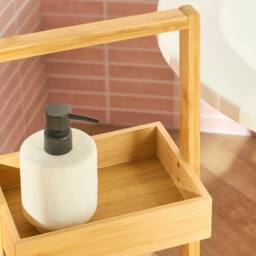 OHS 3 Tier Bamboo Shower Caddy Freestanding Bathroom Storage Organiser in Natural - thumbnail 2
