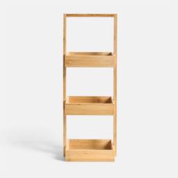 OHS 3 Tier Bamboo Shower Caddy Freestanding Bathroom Storage Organiser in Natural - thumbnail 3