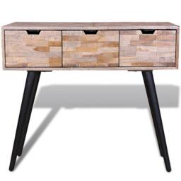 Berkfield Home Console Table with 3 Drawers Reclaimed Teak Wood in Brown - thumbnail 2