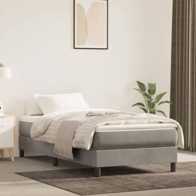 Berkfield Home Bed Frame without Mattress Light Grey Single Velvet (UK/IE/FI/NO only) - image 1