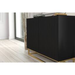 Mex Furniture LTD Sideboard Ripple 100cm - Black with Fluted Doors - thumbnail 4
