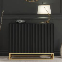 Mex Furniture LTD Sideboard Ripple 100cm - Black with Fluted Doors - thumbnail 1