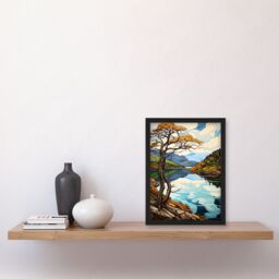 "Artery8 Loch Tay Near Killin Scotland Elegant Autumn Fall Artwork Painting Art Print Framed Poster Wall Decor in Black - Size: W12"" x H16""" - thumbnail 4