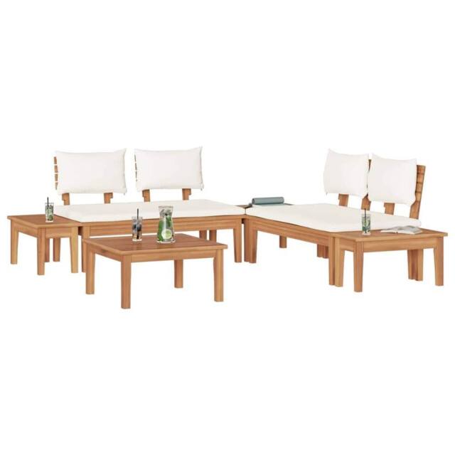 Berkfield Home Dense Garden Bench Set 3 pcs Brown & Cream 2-seater Small - image 1