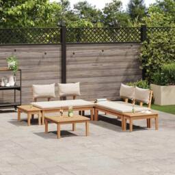 Berkfield Home Dense Garden Bench Set 3 pcs Brown & Cream 2-seater Small - thumbnail 4