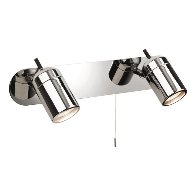 Netlighting Atlantic 2 Light Spotlights Bar Switched Bathroom Ceiling Light Chrome IP44 GU10 in Grey