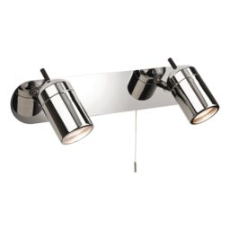 Netlighting Atlantic 2 Light Spotlights Bar Switched Bathroom Ceiling Light Chrome IP44 GU10 in Grey