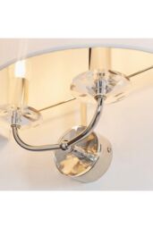 Netlighting Nixon 2 Light Indoor Candle Wall Light Nickel Plate White Faux Silk E14 in Grey - thumbnail 5