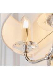 Netlighting Nixon 2 Light Indoor Candle Wall Light Nickel Plate White Faux Silk E14 in Grey - thumbnail 6