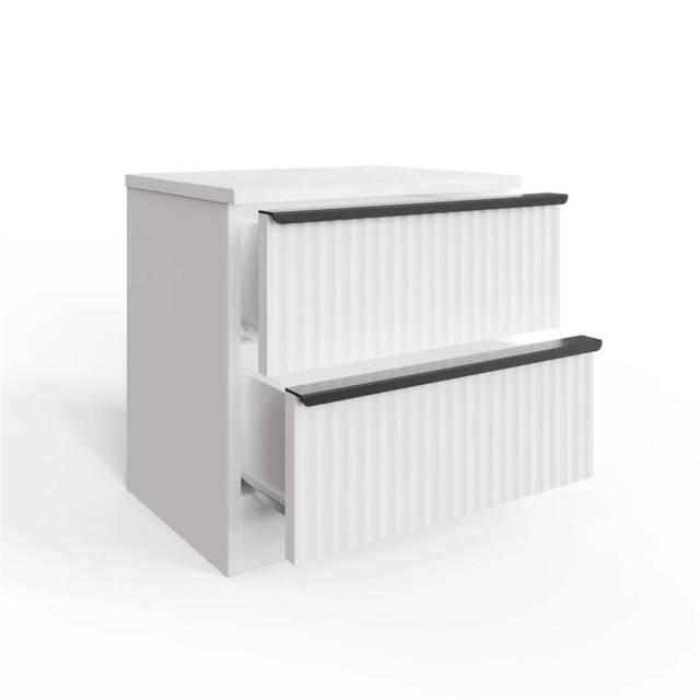 Nordara 2 Drawer Bedside Table Scalloped White Nightstand Ripple - Size: 50 cm x 70 cm - image 1