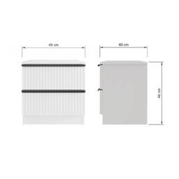 Nordara 2 Drawer Bedside Table Scalloped White Nightstand Ripple - Size: 50 cm x 70 cm - thumbnail 2