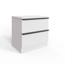 Nordara 2 Drawer Bedside Table Scalloped White Nightstand Ripple - Size: 50 cm x 70 cm - thumbnail 5