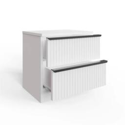 Nordara 2 Drawer Bedside Table Scalloped White Nightstand Ripple - Size: 50 cm x 70 cm