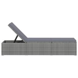 Berkfield Home Sun Lounger with Dark Grey Cushion Poly Rattan Grey - thumbnail 4