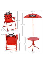 ERGOVEXA Kids Folding Picnic Table Chair Set with Parasol, Red, Black in Red - thumbnail 2
