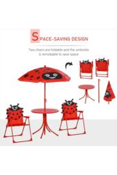 ERGOVEXA Kids Folding Picnic Table Chair Set with Parasol, Red, Black in Red - thumbnail 3