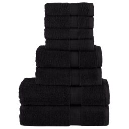 Berkfield Home 8 Piece Premium Towel Set SOLUND Black 600 gsm - thumbnail 1