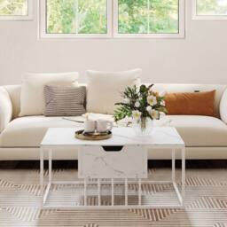 Costway Coffee Table Flip Top Center Table with Hidden Storage Compartment in White - thumbnail 4