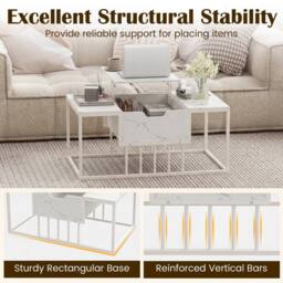 Costway Coffee Table Flip Top Center Table with Hidden Storage Compartment in White - thumbnail 9