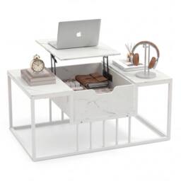 Costway Coffee Table Flip Top Center Table with Hidden Storage Compartment in White