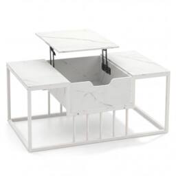 Costway Coffee Table Flip Top Center Table with Hidden Storage Compartment in White - thumbnail 6