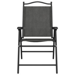 Berkfield Home Folding Garden Chairs 2 pcs Melange Grey Steel & Textilene - thumbnail 5