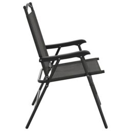 Berkfield Home Folding Garden Chairs 2 pcs Melange Grey Steel & Textilene - thumbnail 6