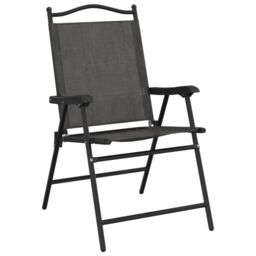 Berkfield Home Folding Garden Chairs 2 pcs Melange Grey Steel & Textilene - thumbnail 4